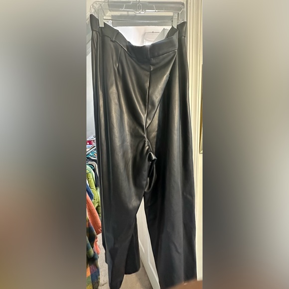 NastyGal Plus Size Faux Leather Wide Leg Pants - Picture 3 of 4
